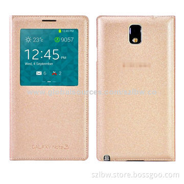 Plaid Texture Horizontal Flip Leather Case with Call Display ID & Holder for Samsung Galaxy Note 3